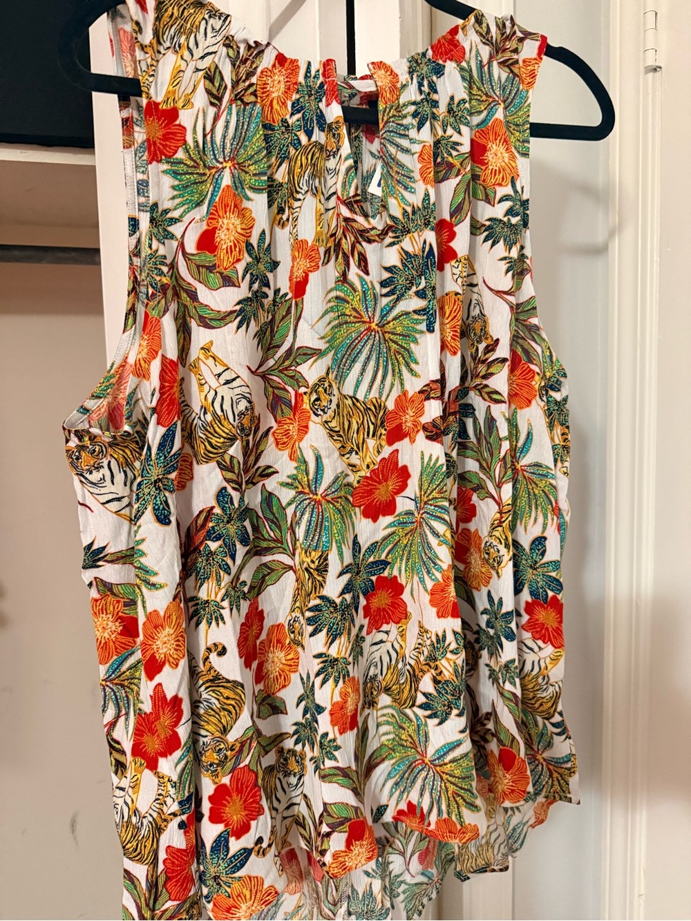 Jessica Simpson Jungle Parade Floral Tiger Print Sleeveless Blouse NWT 3X